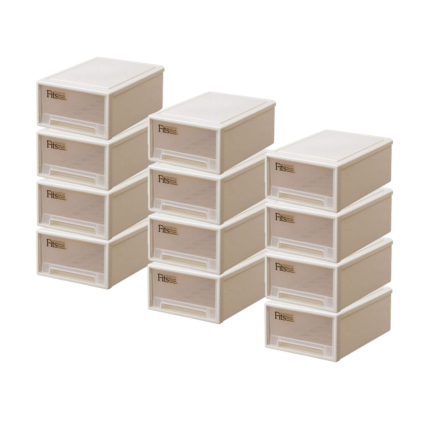 Fits フィッツ 衣装ケース 収納ケース　4個セット　カプチーノ Fits 収納ケース フィッツ フィッツケース クローゼット ワイド